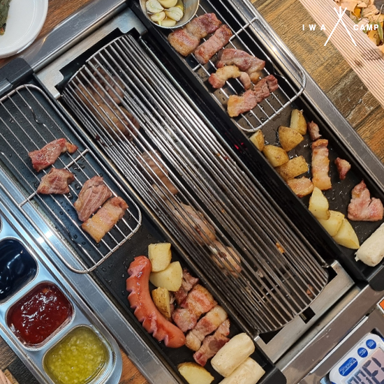 아이와캠프 숯불로스타 바베큐 자동회전그릴 롤링비비큐 고기집 업소용 캠핑식당 옥상테이블 - 상세 이미지 5