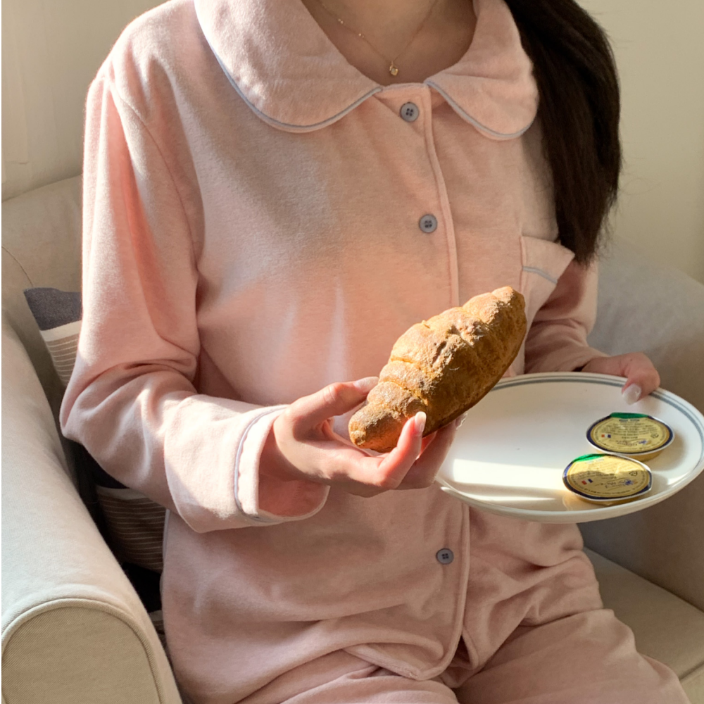 겨울파자마 파자마파티 후리스잠옷 여성 순면 기모 홈웨어 세트 - 상세 이미지 4