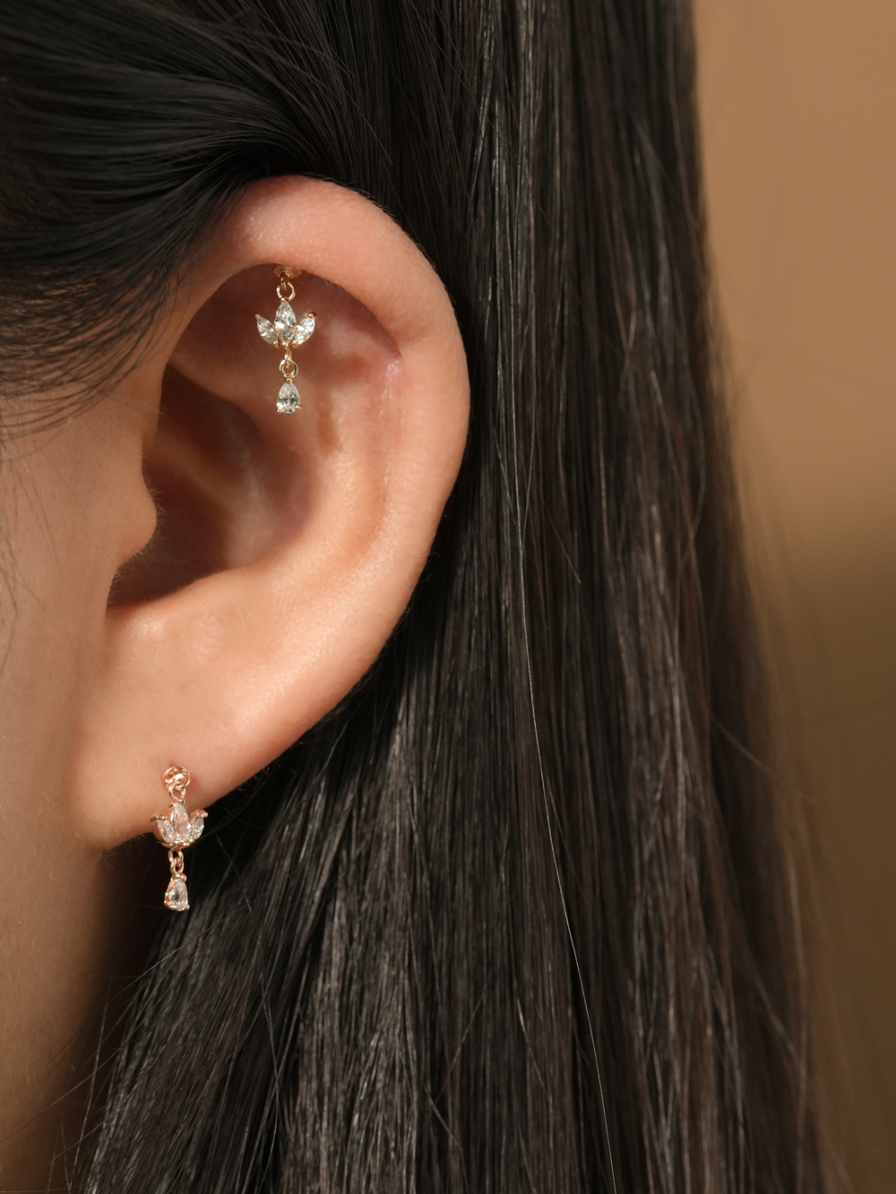 [0.8mm]14K 인터널 미니 티아라 드롭 라블렛 피어싱 귀걸이 - 상세 이미지 5