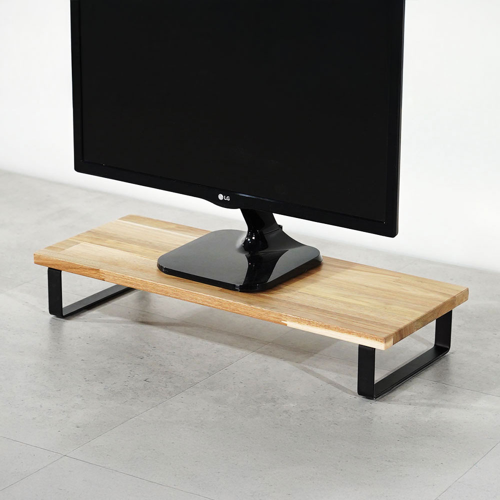 원목 듀얼 모니터 받침대 폭 240mm 높이10cm 600mm, 아카시아상판(블랙받침) - 상세 이미지 2