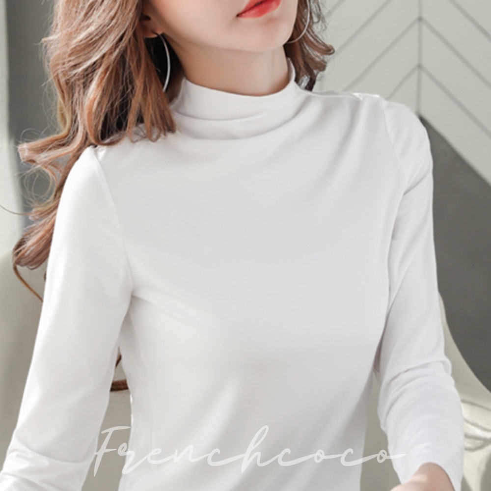 쫀쫀 속기모 반폴라 티셔츠 긴팔 하프 터틀넥 목폴라 - 상품 이미지