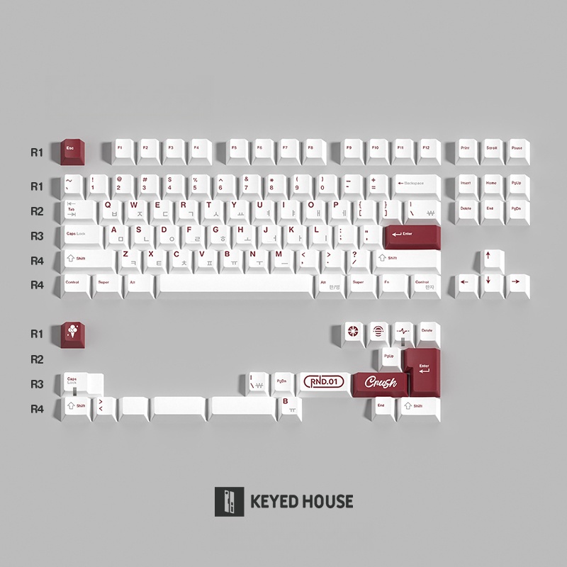 KEY HOUSE 키하우스 크러쉬 키캡 한글 각인 PBT 염료승화 화이트 - 메인 이미지