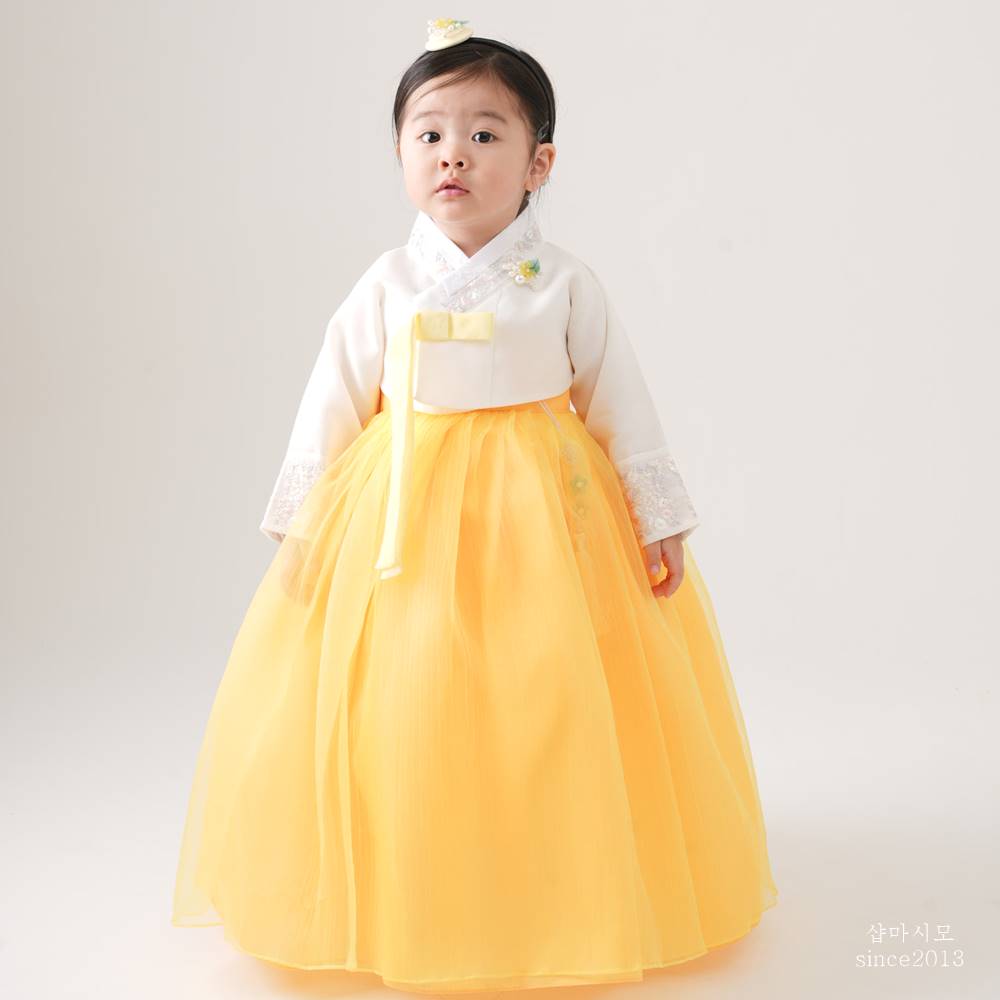 샵마시모 여아 한복 은꽃나비 샤노랑 드레스 고급 돌잔치 아기 키즈 어린이 설 추석 명절 - 상세 이미지 2