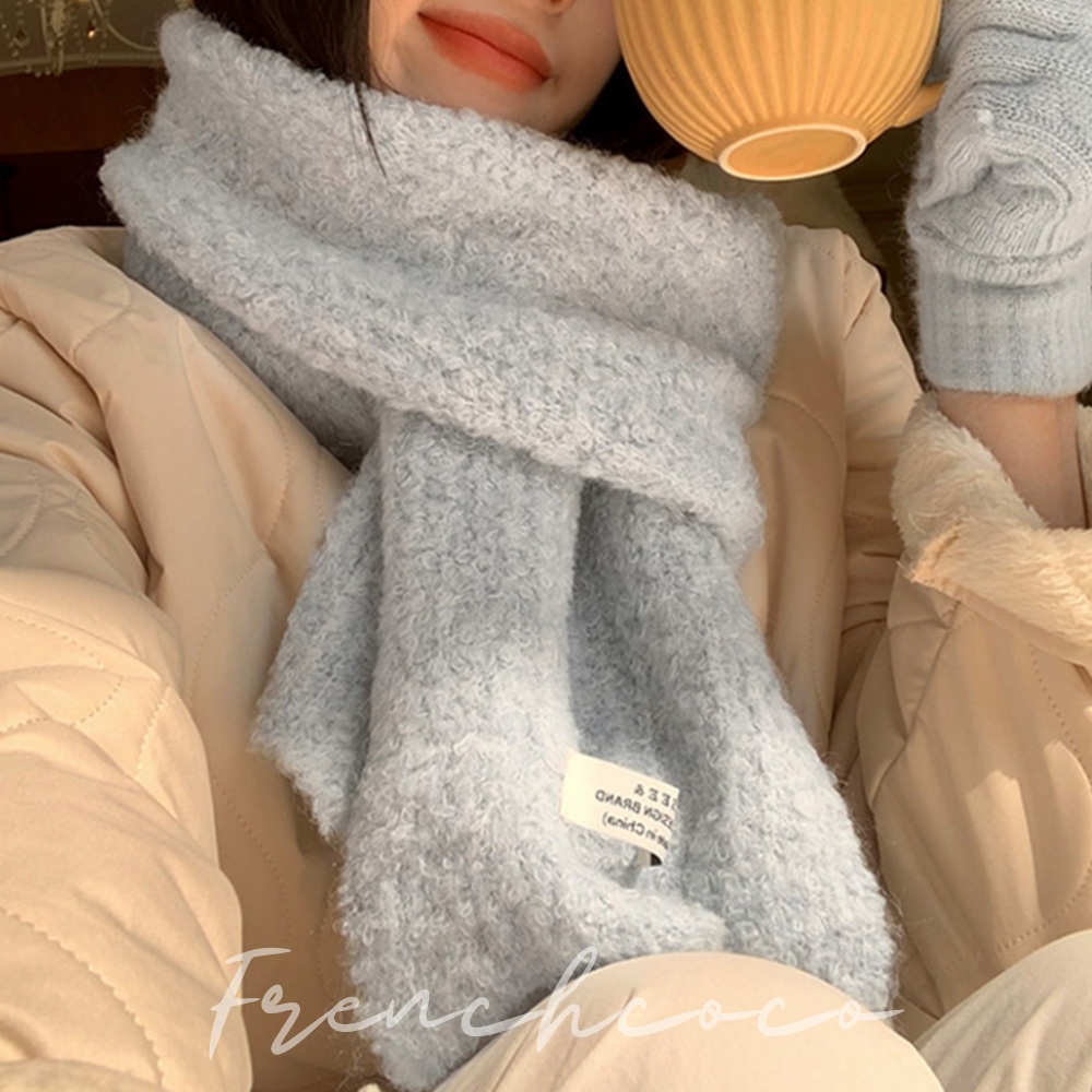 프렌치코코 부클 울 머플러 겨울 니트 목도리 파스텔 뽀글이 보카시 - 메인 이미지