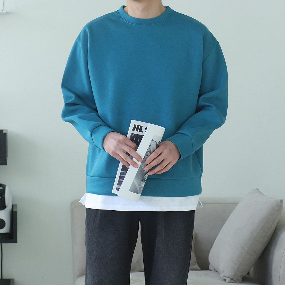 남자맨투맨 오버핏 네오프렌 구김없는 커플 맨투맨 남자후드티