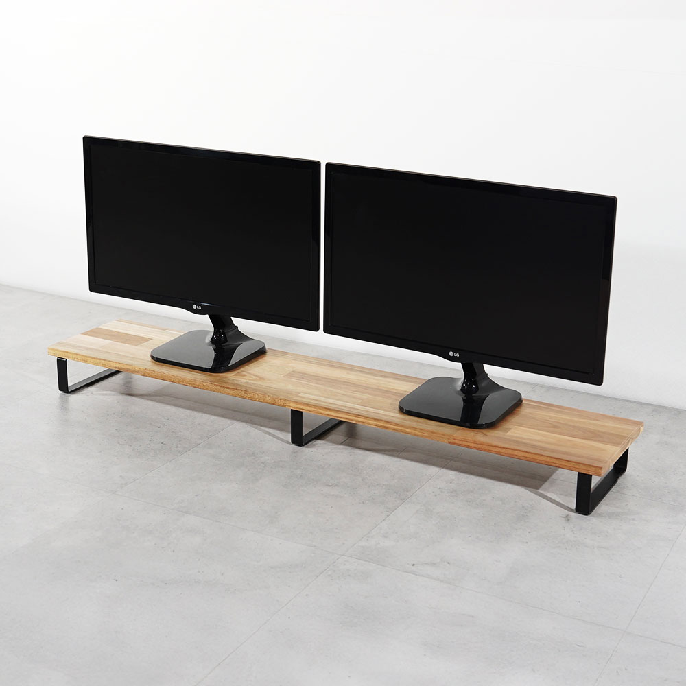 원목 듀얼 모니터 받침대 폭 240mm 높이10cm 1200mm, 아카시아상판(블랙받침) - 상세 이미지 2