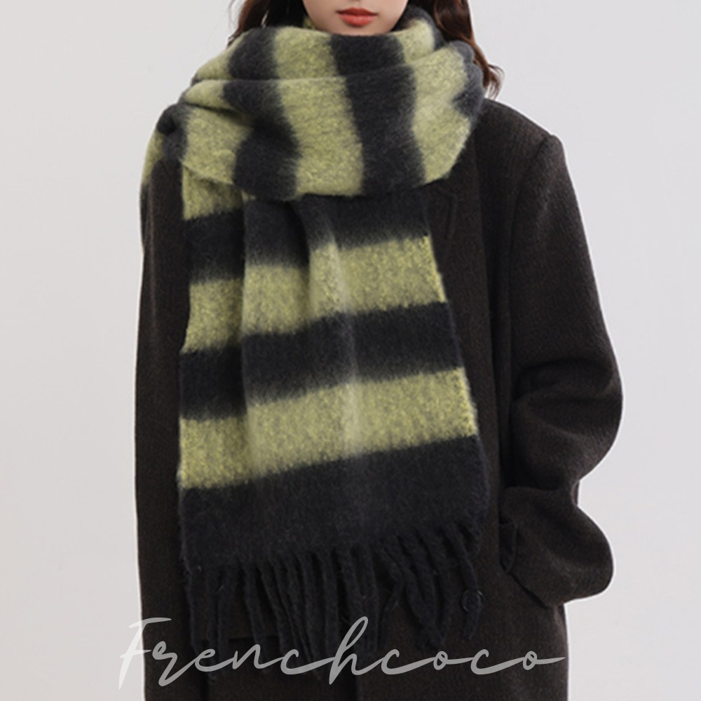 프렌치코코 빅사이즈 머플러 단가라 줄무늬 겨울 목도리 모헤어