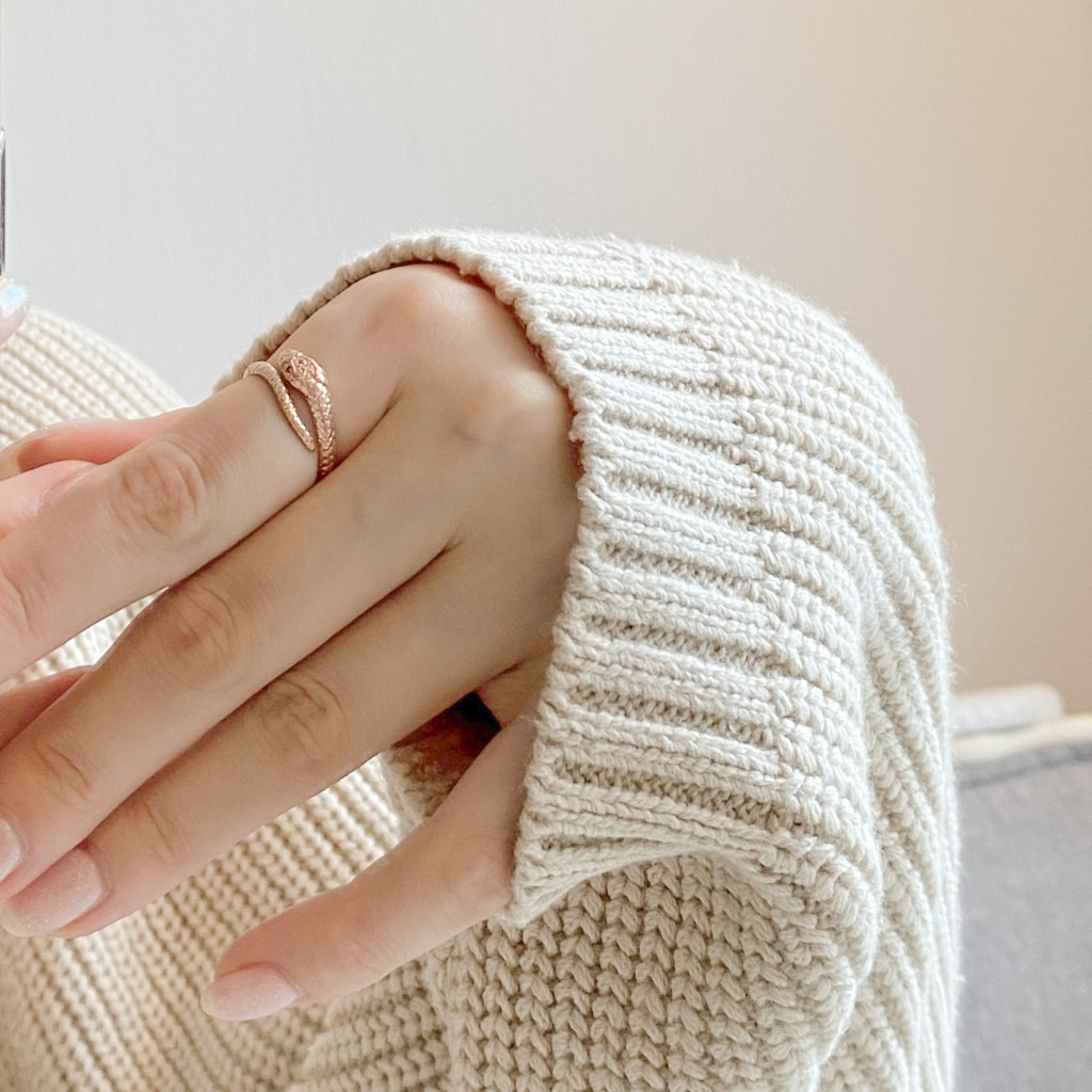 14K 웨이브 반지 크로스 감싸는 뱀 스네이크 루비 18k 오픈 링 이미지 8
