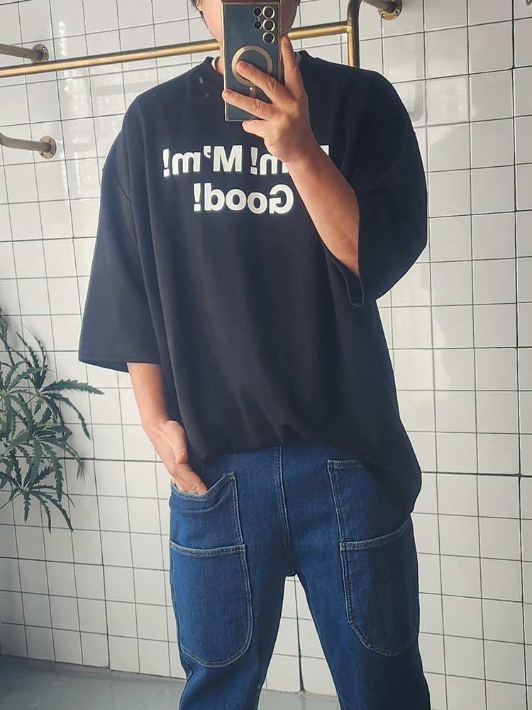 (무배) 오버핏 면 사계절 티셔츠 - 상품 이미지