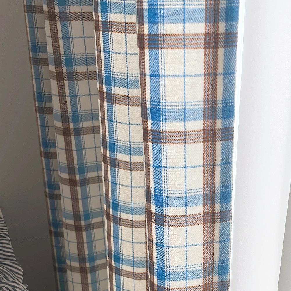 카푸치노 체크 겨울 기모 방한 방풍 아이방 맞춤제작 커튼