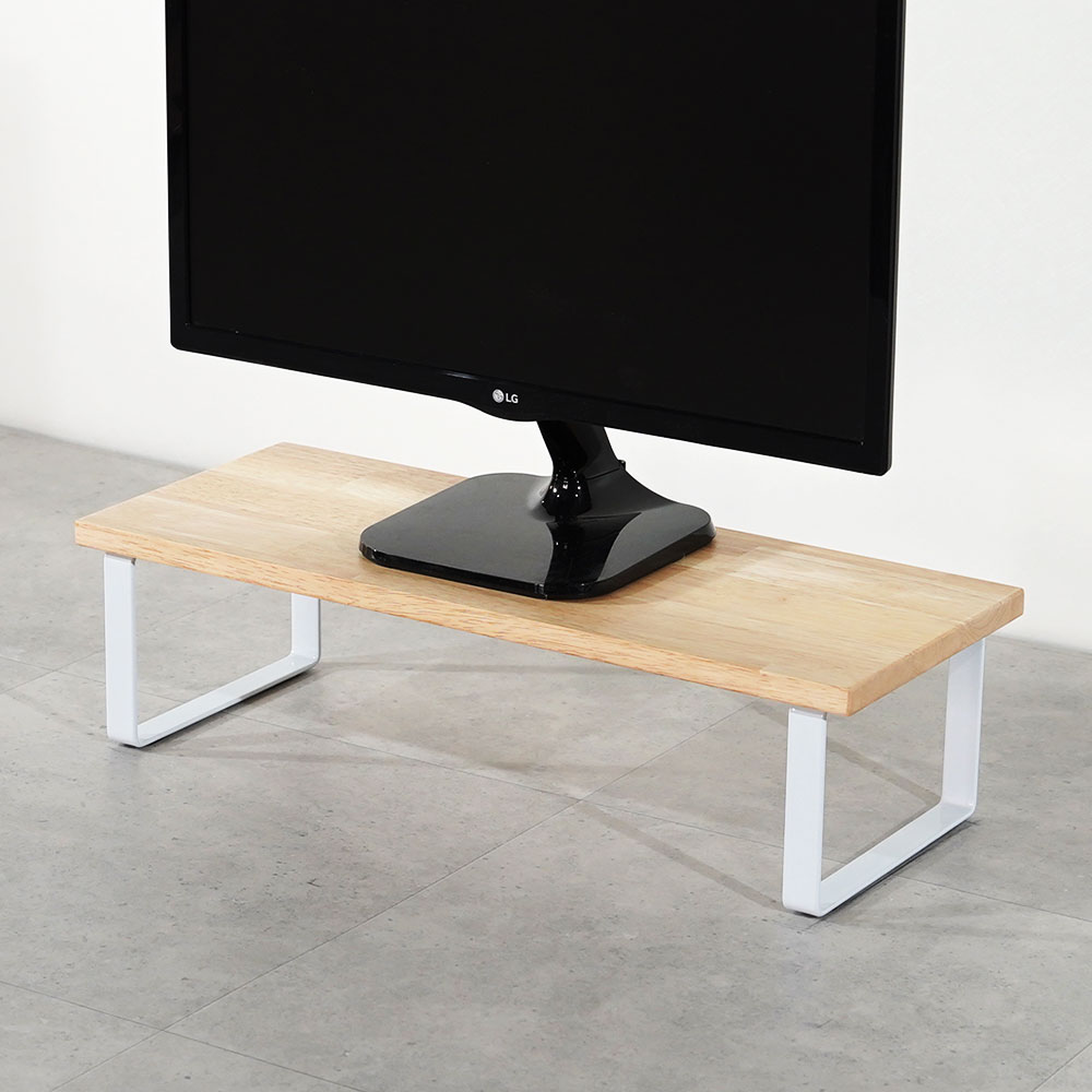 원목 듀얼 모니터 받침대 폭 300mm 높이16cm 800mm, 고무나무상판(화이트받침) - 상세 이미지 2