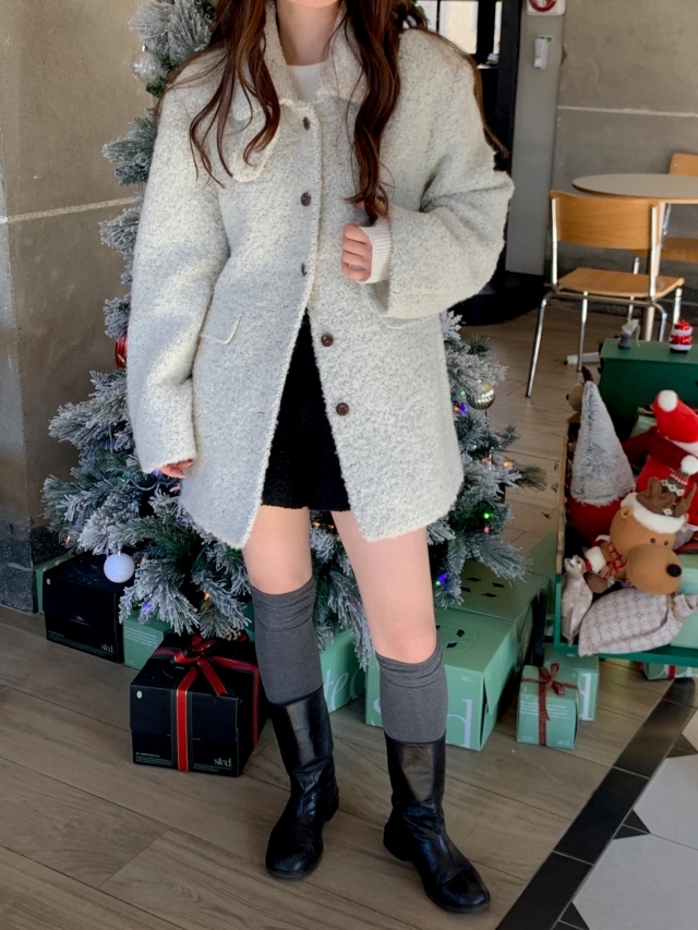 💕URBANE MADE 양모55 💕오레오 오버핏 울 부클 하프 코트 (2c) 상세 이미지 121