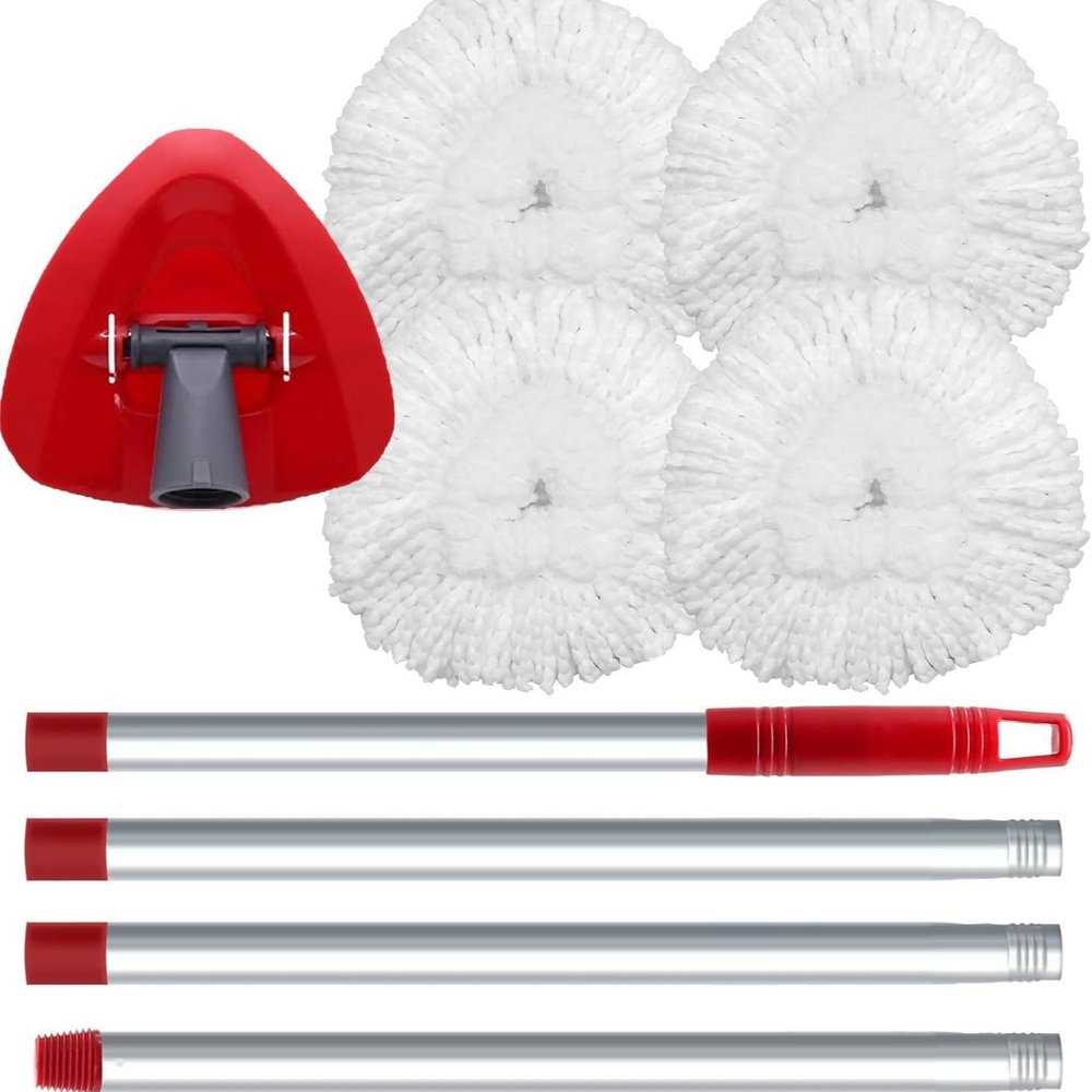 회전 헤드 물걸레 청소기 밀대 세트 걸레 4개