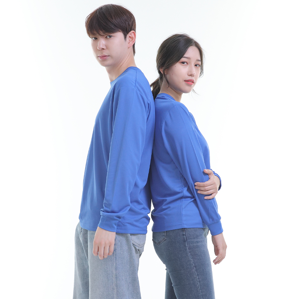 쿨론)기능성코발트라운드 긴팔티셔츠 식당 업소 가게티제작 유니폼셔츠 홀서빙복 - 상세 이미지 3
