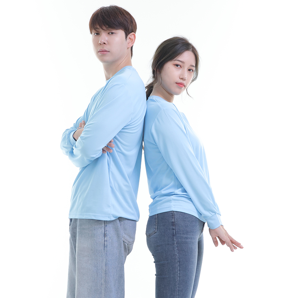 쿨론)기능성소라라운드 긴팔티셔츠 식당 업소 가게티제작 유니폼셔츠 홀서빙복 - 상세 이미지 4