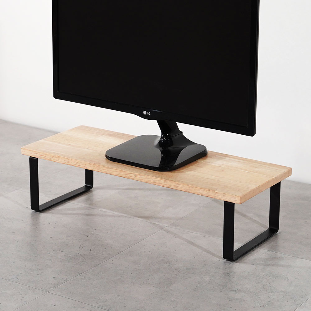원목 듀얼 모니터 받침대 폭 240mm 높이16cm 800mm, 고무나무상판(블랙받침) - 상세 이미지 2