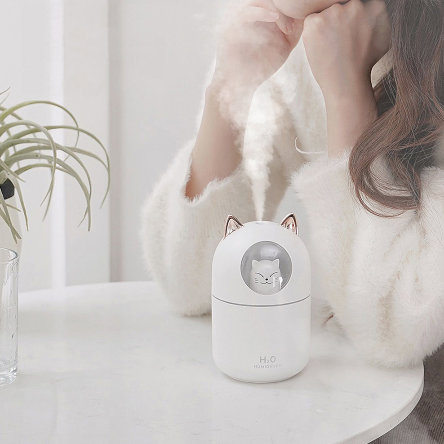 고양이 USB 휴대용 탁상용미니가습기 귀여운 캐릭터 소형 무드등가습기 사무실 책상 저소음 - 상세 이미지 2