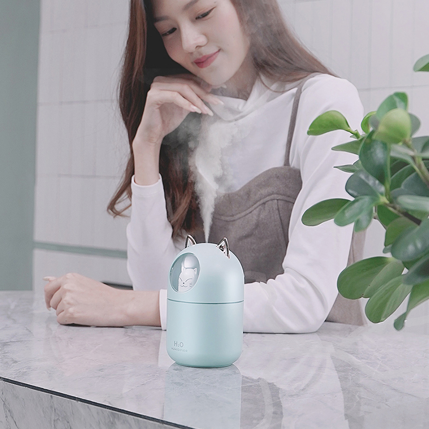 고양이 USB 휴대용 탁상용미니가습기 귀여운 캐릭터 소형 무드등가습기 사무실 책상 저소음 - 상세 이미지 3