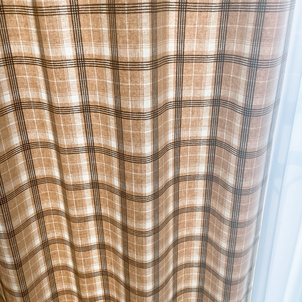 카푸치노 체크 겨울 기모 방한 방풍 아이방 맞춤제작 커튼