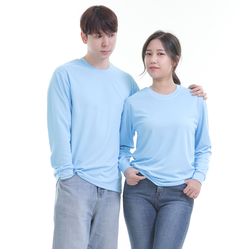 쿨론)기능성소라라운드 긴팔티셔츠 식당 업소 가게티제작 유니폼셔츠 홀서빙복 - 상품 이미지