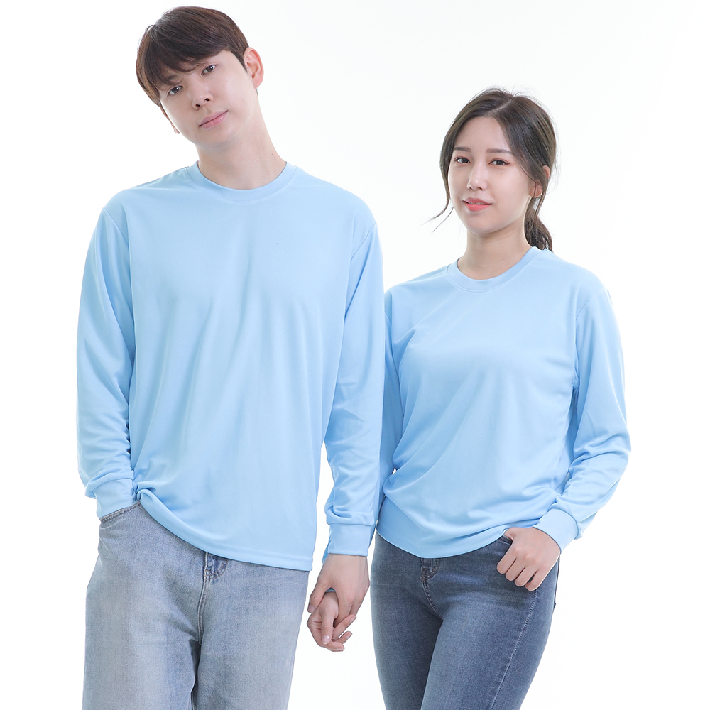 쿨론)기능성소라라운드 긴팔티셔츠 식당 업소 가게티제작 유니폼셔츠 홀서빙복 - 상세 이미지 3