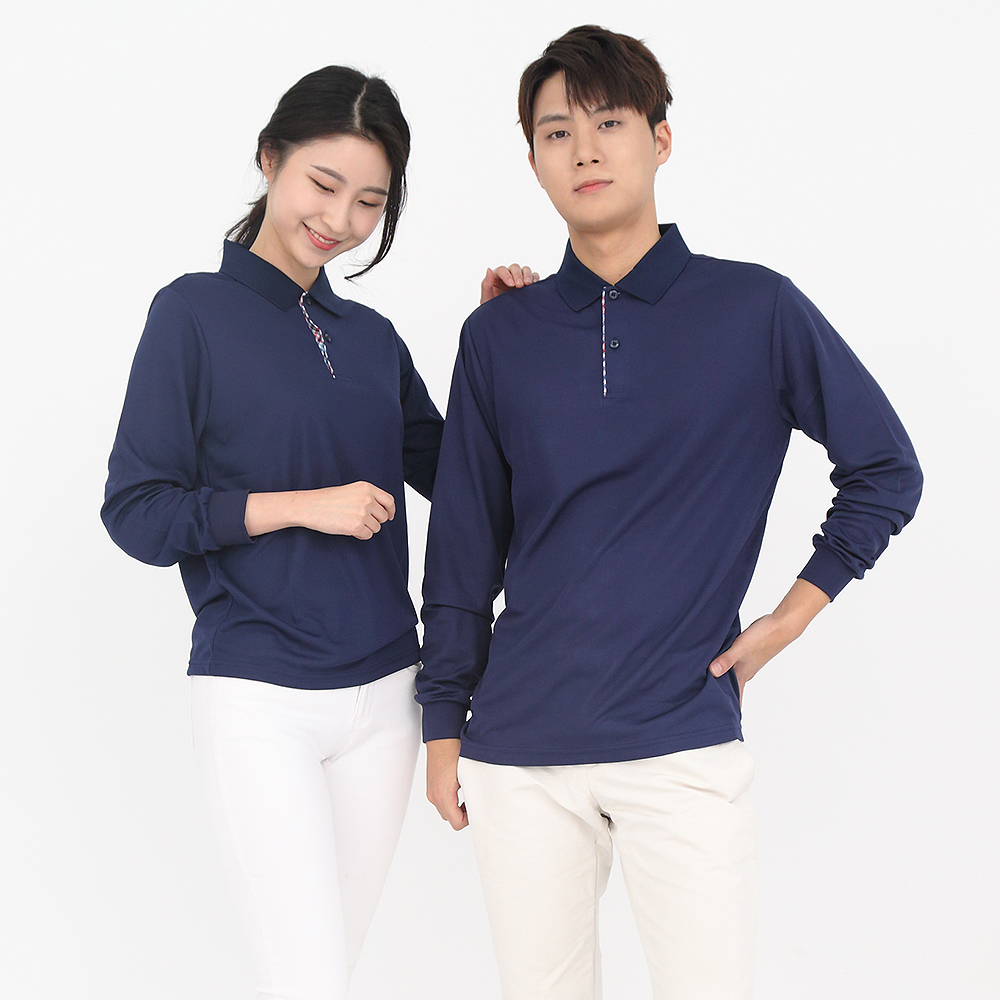 쿨론카라곤색체크 기능성긴팔 유니폼셔츠 가게티 식당유니폼 홀서빙복 - 상세 이미지 3