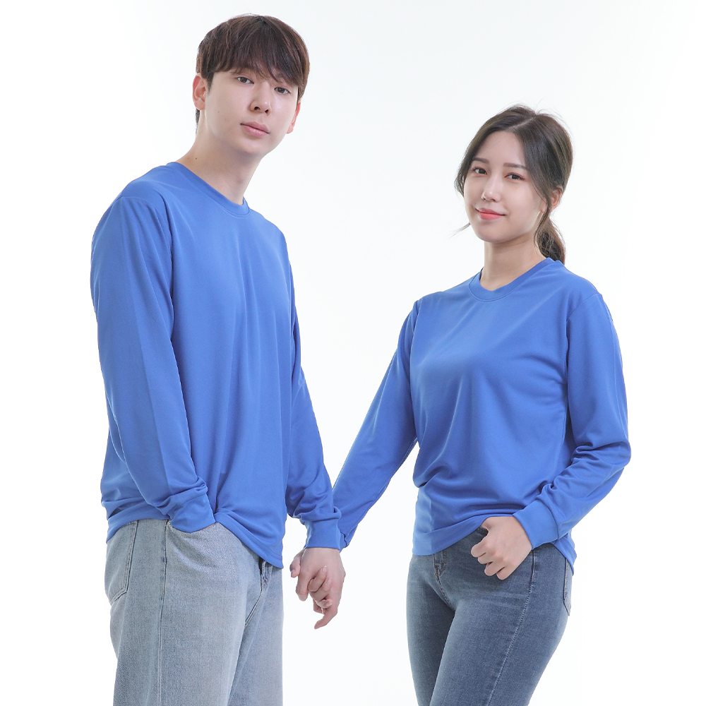 쿨론)기능성코발트라운드 긴팔티셔츠 식당 업소 가게티제작 유니폼셔츠 홀서빙복 - 상세 이미지 4