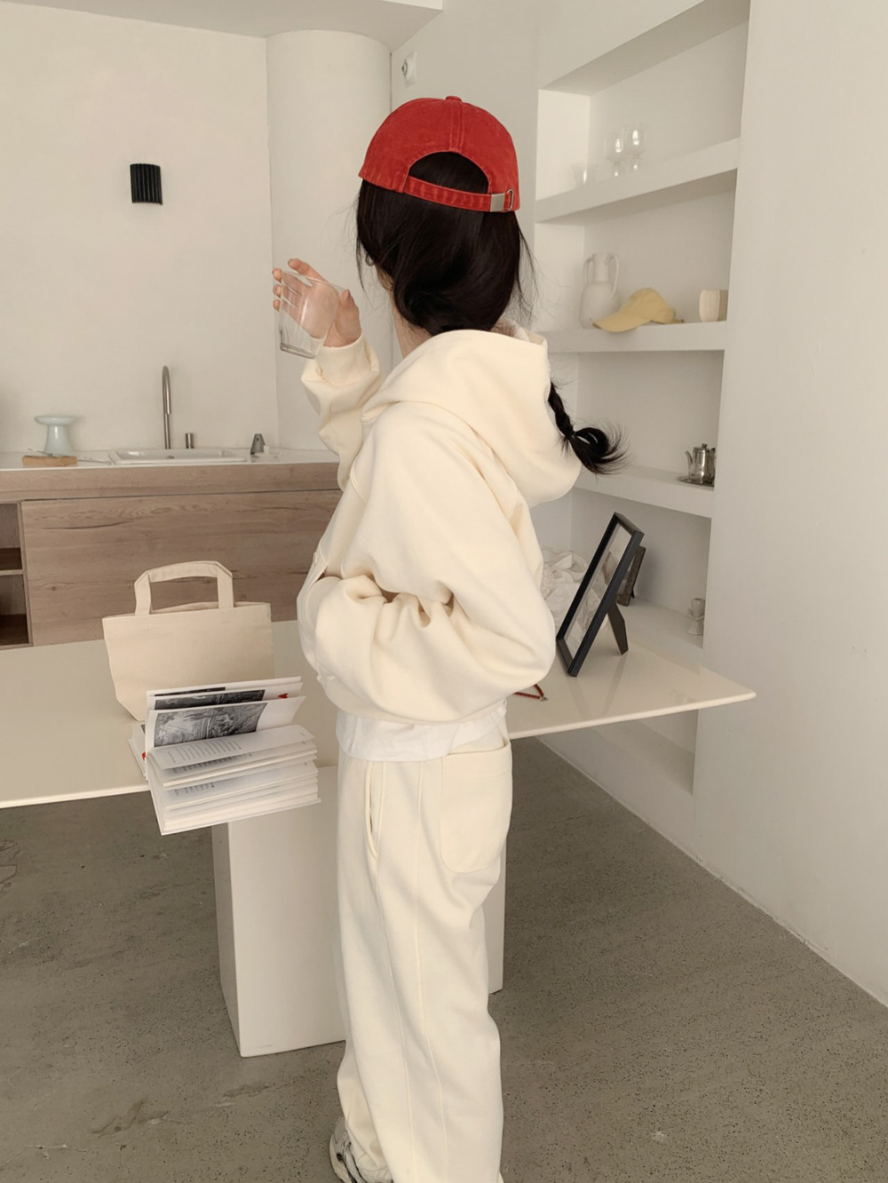 위어 리본 후드 집업 봄 자수 레글런 후디 발레코어 핑크 세미크롭 반 크롭 데일리 점퍼 3color 상세 이미지 6
