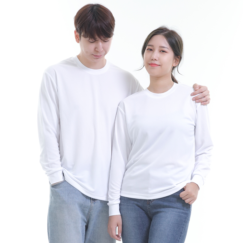 (8color)쿨론백색라운드 긴팔티셔츠 식당 업소 가게티제작 홀서빙복 - 상세 이미지 4