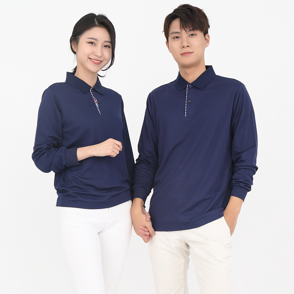 쿨론카라곤색체크 기능성긴팔 유니폼셔츠 가게티 식당유니폼 홀서빙복 - 상세 이미지 2