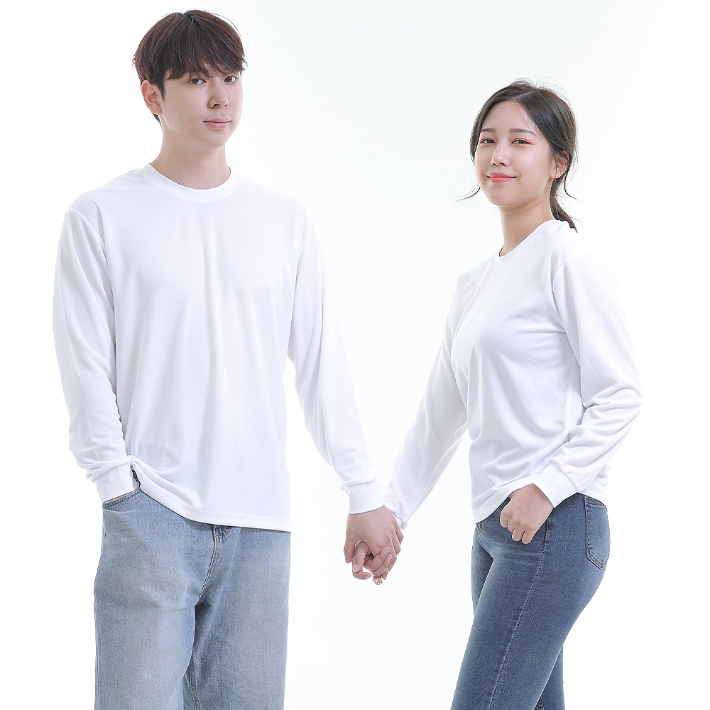 (8color)쿨론백색라운드 긴팔티셔츠 식당 업소 가게티제작 홀서빙복 - 상세 이미지 3
