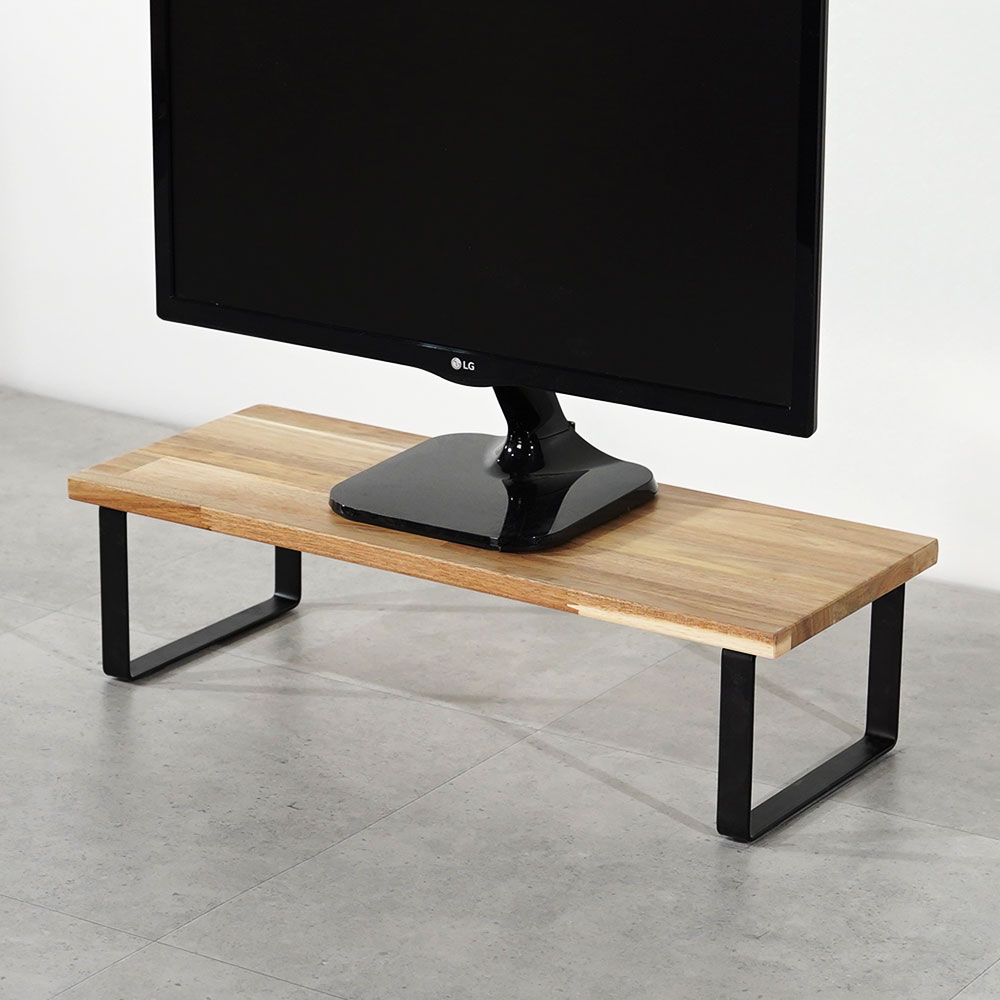 원목 듀얼 모니터 받침대 폭 300mm 높이16cm 800mm, 아카시아상판(블랙받침) - 상세 이미지 2