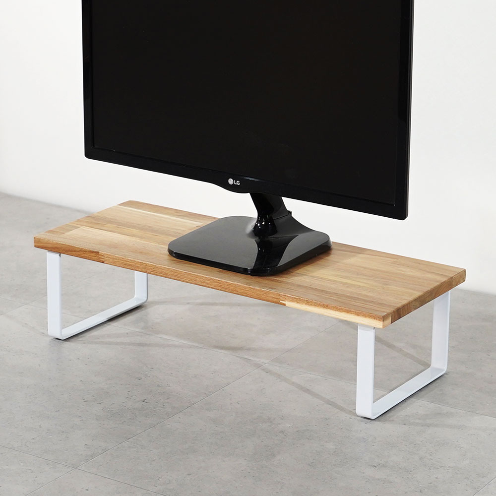 원목 듀얼 모니터 받침대 폭 240mm 높이16cm 800mm, 아카시아상판(화이트받침) - 상세 이미지 2