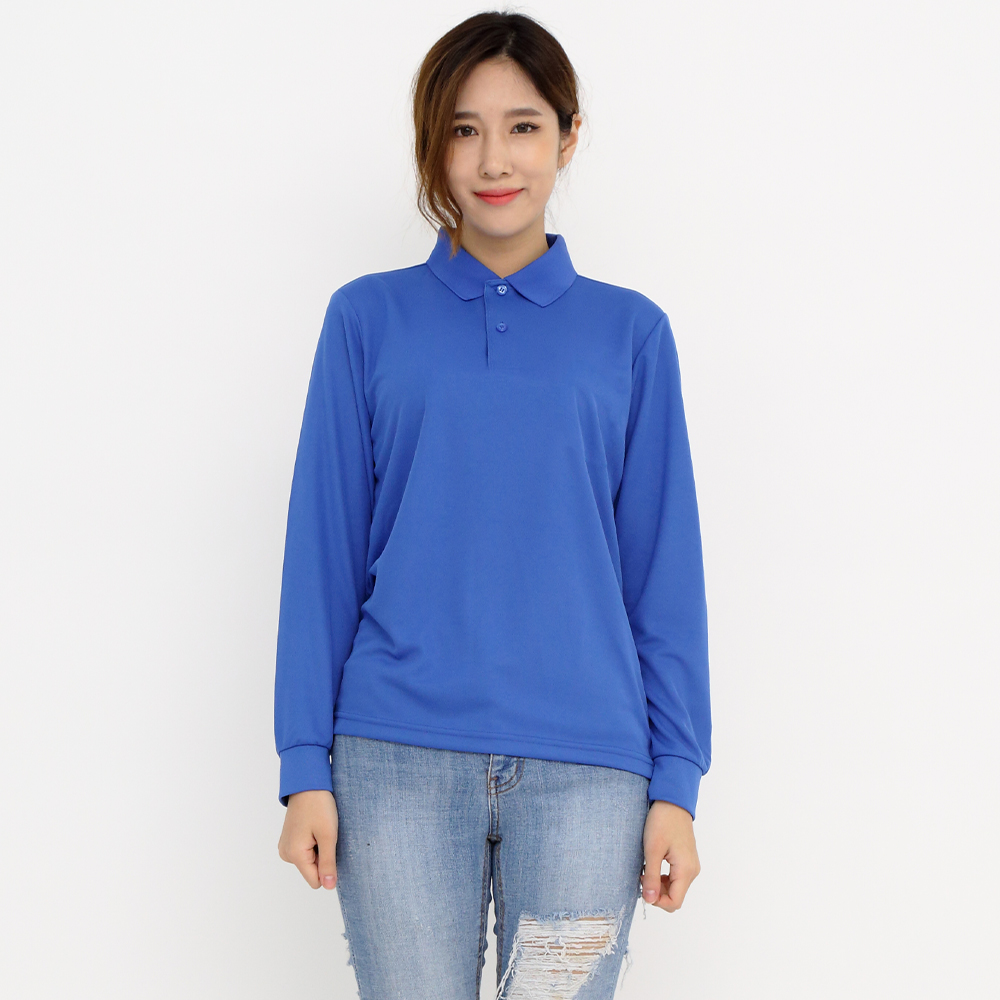 (16color)에어로쿨기능성(포켓없음)딥블루긴팔티셔츠 업소 카페 식당 단체복 홀서빙복 - 상세 이미지 3