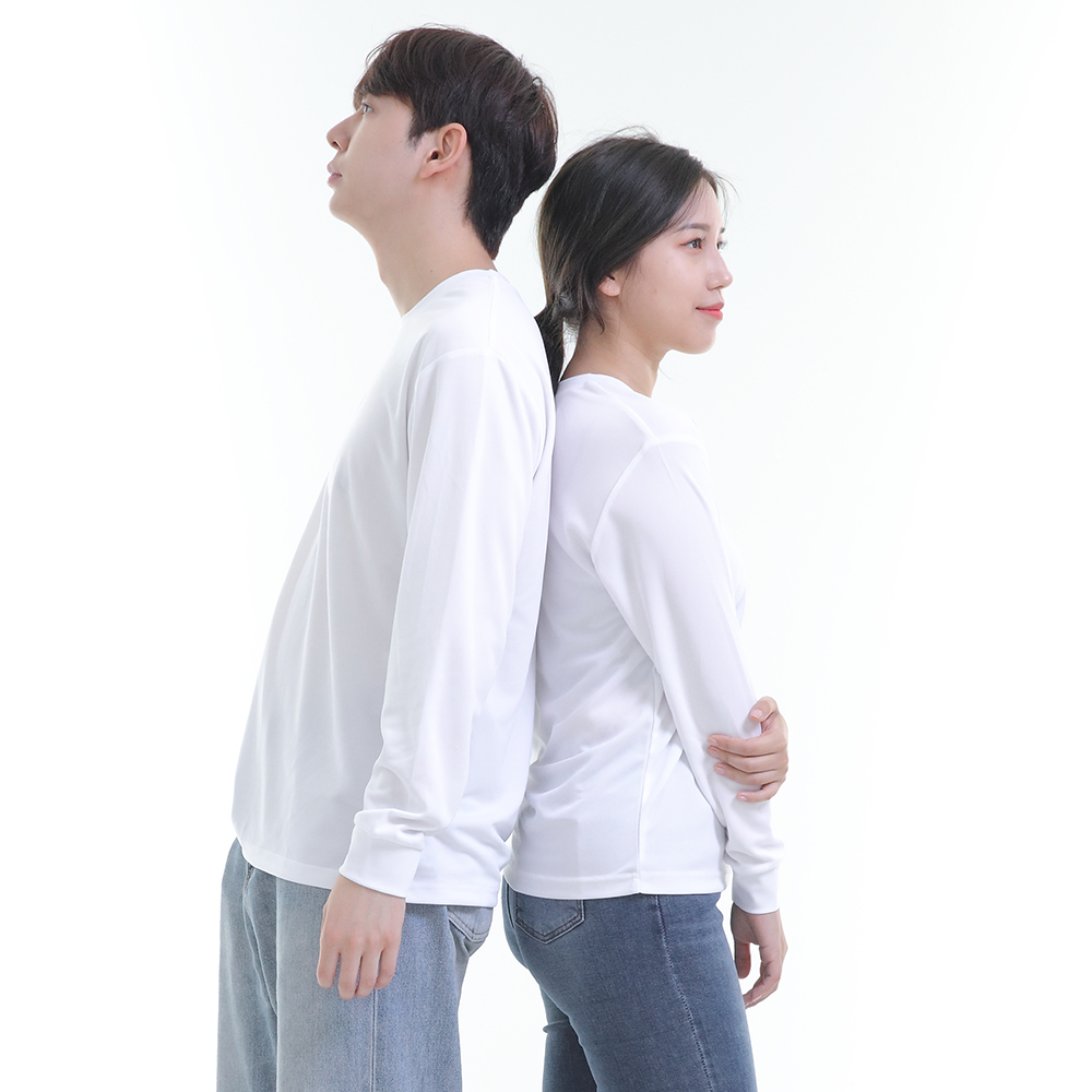 (8color)쿨론백색라운드 긴팔티셔츠 식당 업소 가게티제작 홀서빙복 - 상세 이미지 2