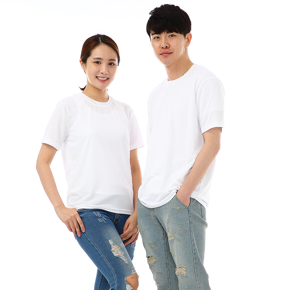 (16color)쿨론기능성백색 라운드 반팔티셔츠 식당 업소가게티 주방위생복 홀서빙복 - 상품 이미지