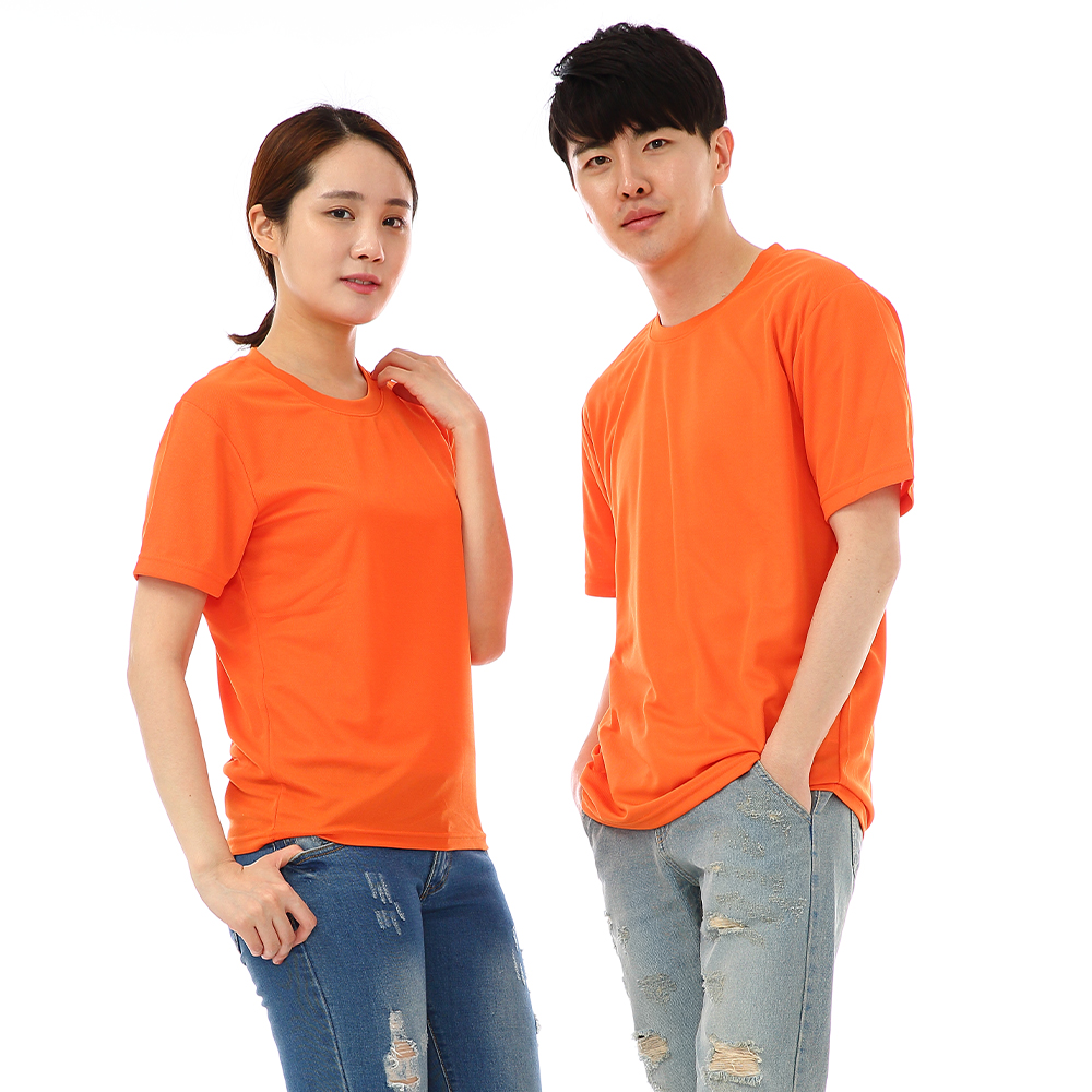 (16color)쿨론기능성오렌지라운드 반팔티셔츠 식당 업소가게티 주방위생복 홀서빙복 - 상세 이미지 2