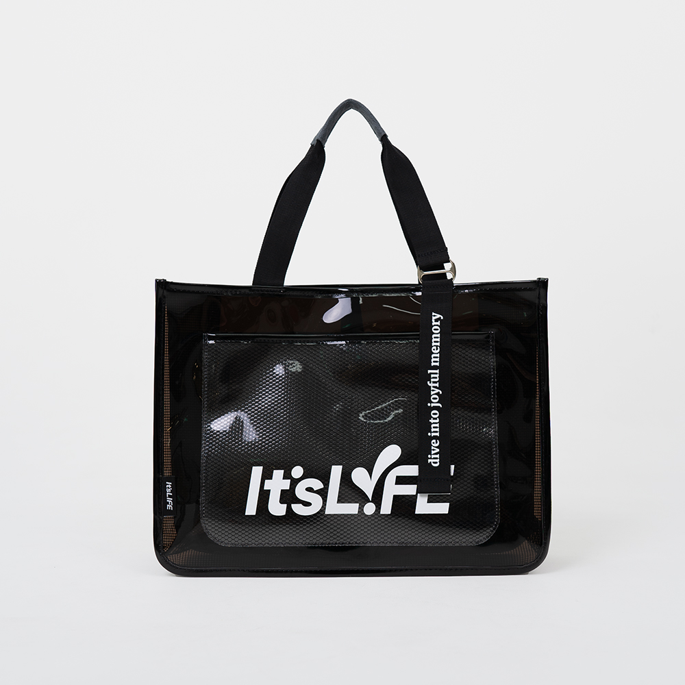 이츠라이프 썸머오프 수영가방 비치백 방수 목욕 수영장 수영복 투명 메쉬 물놀이 망사 샤워