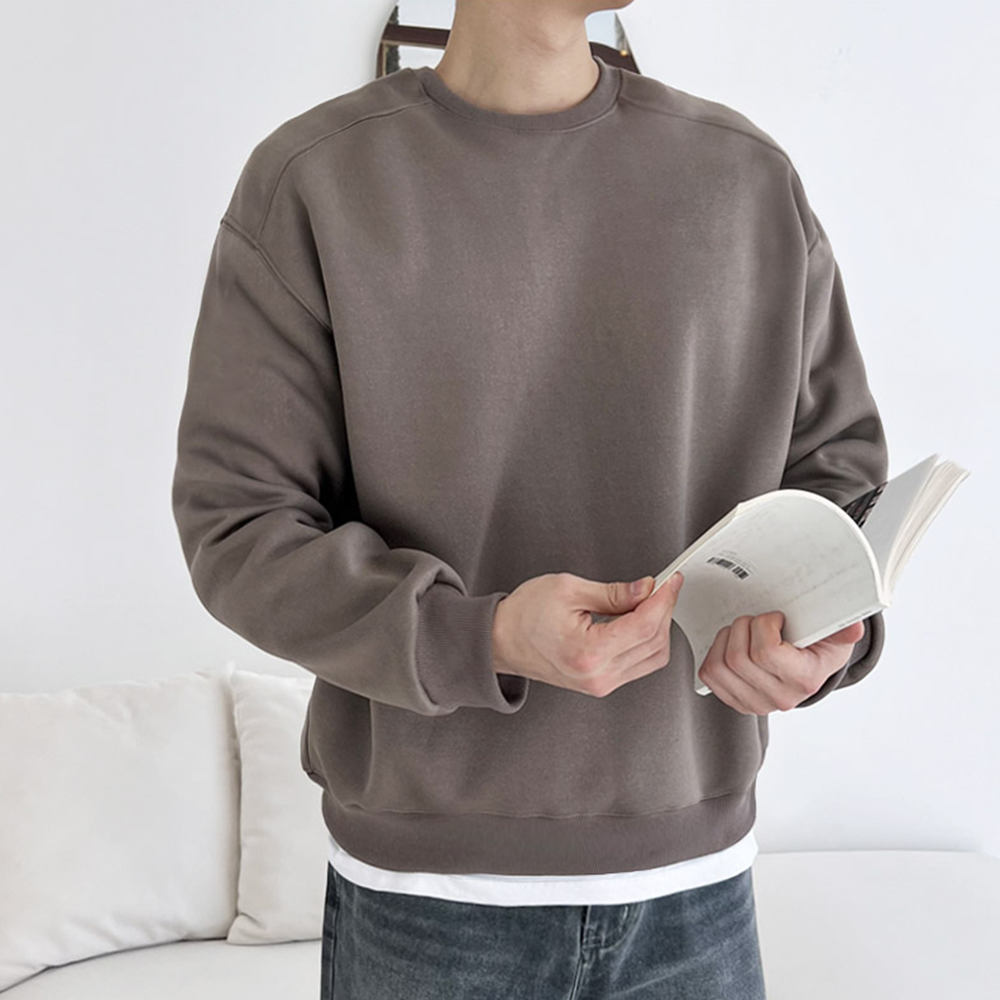 융기모맨투맨 두꺼운 기모 맨투맨 양털 커플 남성 겨울 스웻셔츠 - 상세 이미지 2
