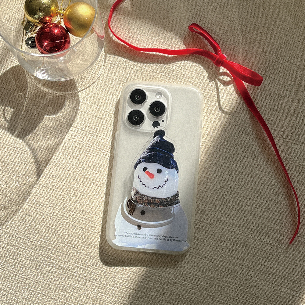 neighbor snowman 아이폰 16 pro 케이스 클리어 반투명 젤리 red hat - 상세 이미지 2