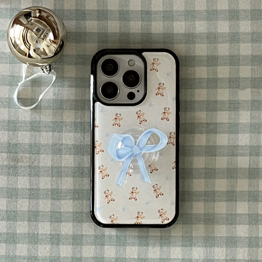 fluffy bear pattern 아이폰 16pro 에폭시 범퍼 케이스 - 상품 이미지