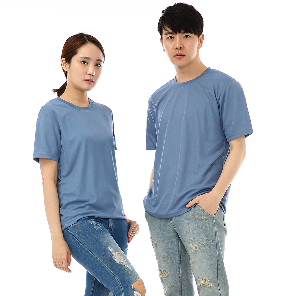 (16color)쿨론기능성블루라운드 반팔티셔츠 식당 업소가게티 주방위생복 홀서빙복 - 상품 이미지