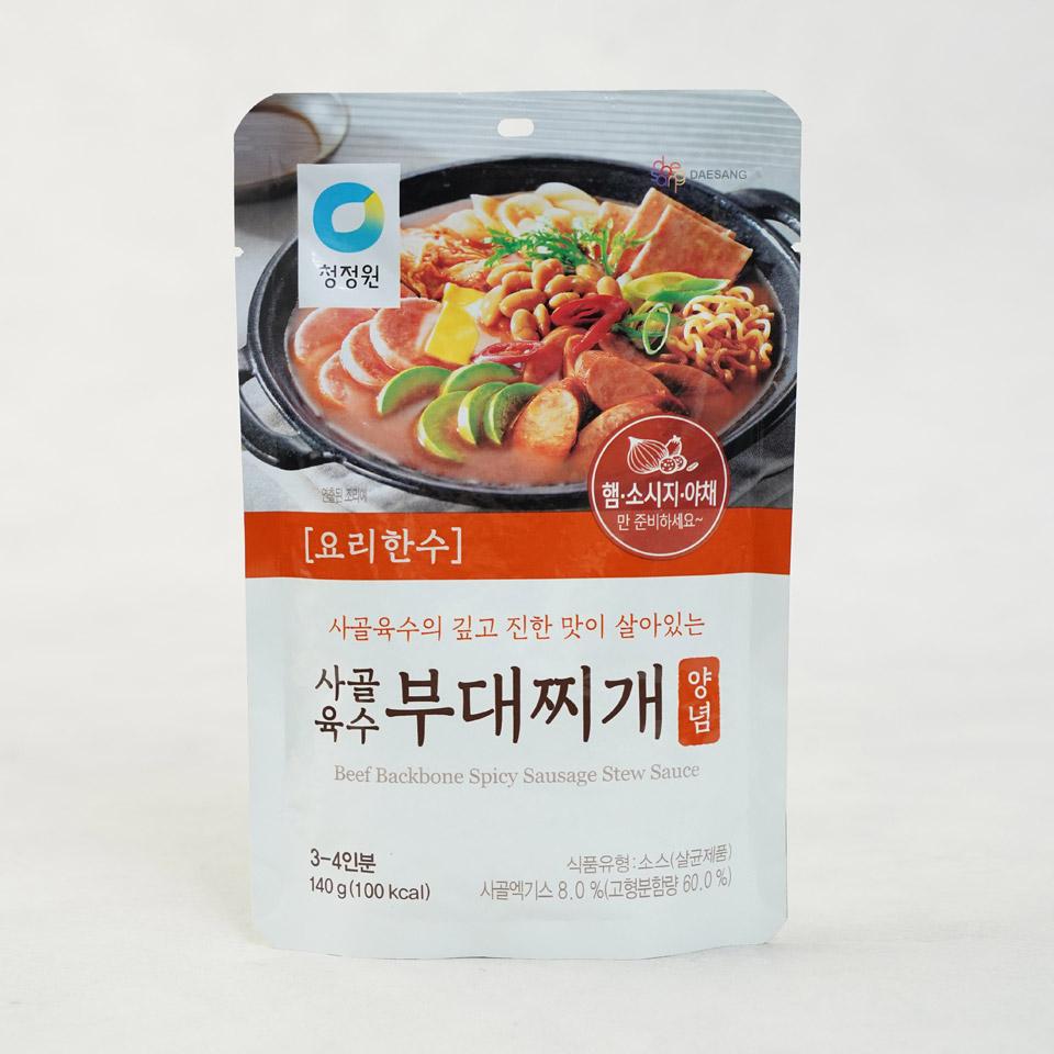 메가마트 대상 청정원 고메레시피 사골육수부대찌개양념 140g - 상품 이미지