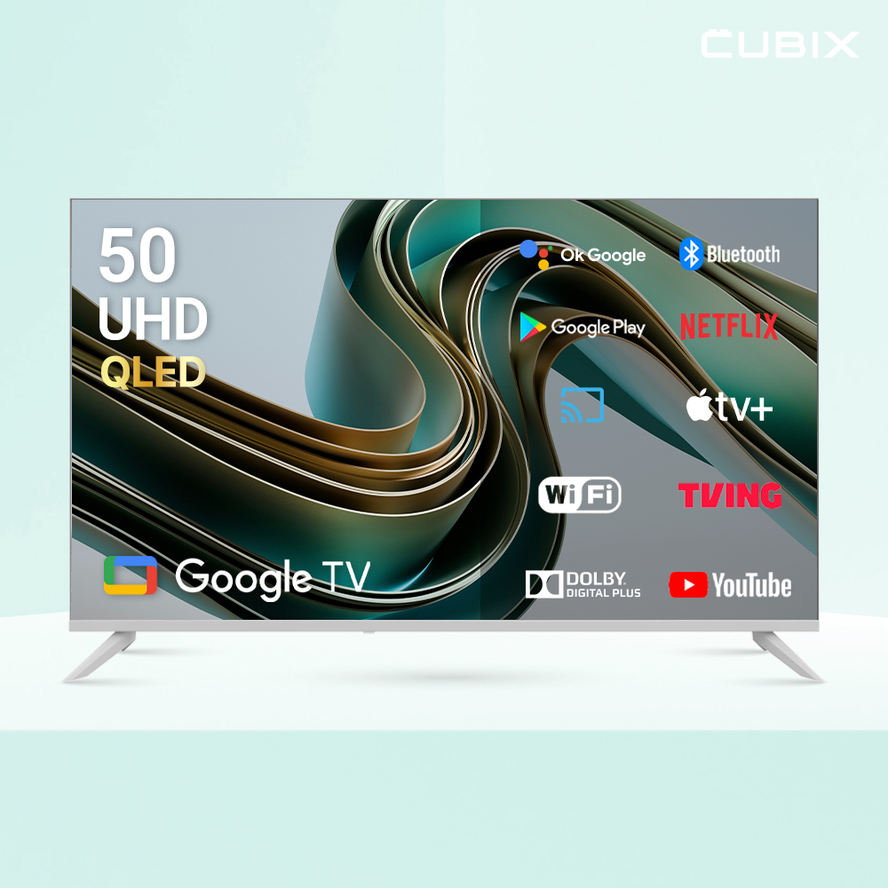 큐빅스 화이트에디션 127cm(50인치) UHD 4K QLED 구글 스마트 TV 안드로이드 GSQBX50UHD-A1