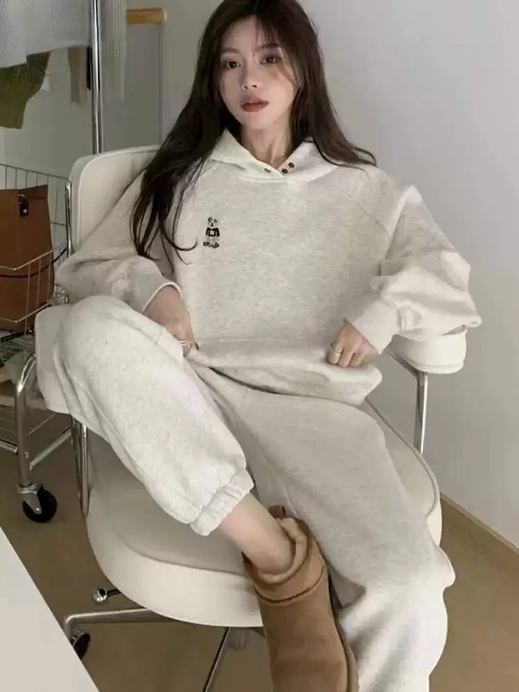 여성 루즈핏 후드티 조거팬츠 트레이닝복세트 기모선택 - 상세 이미지 2