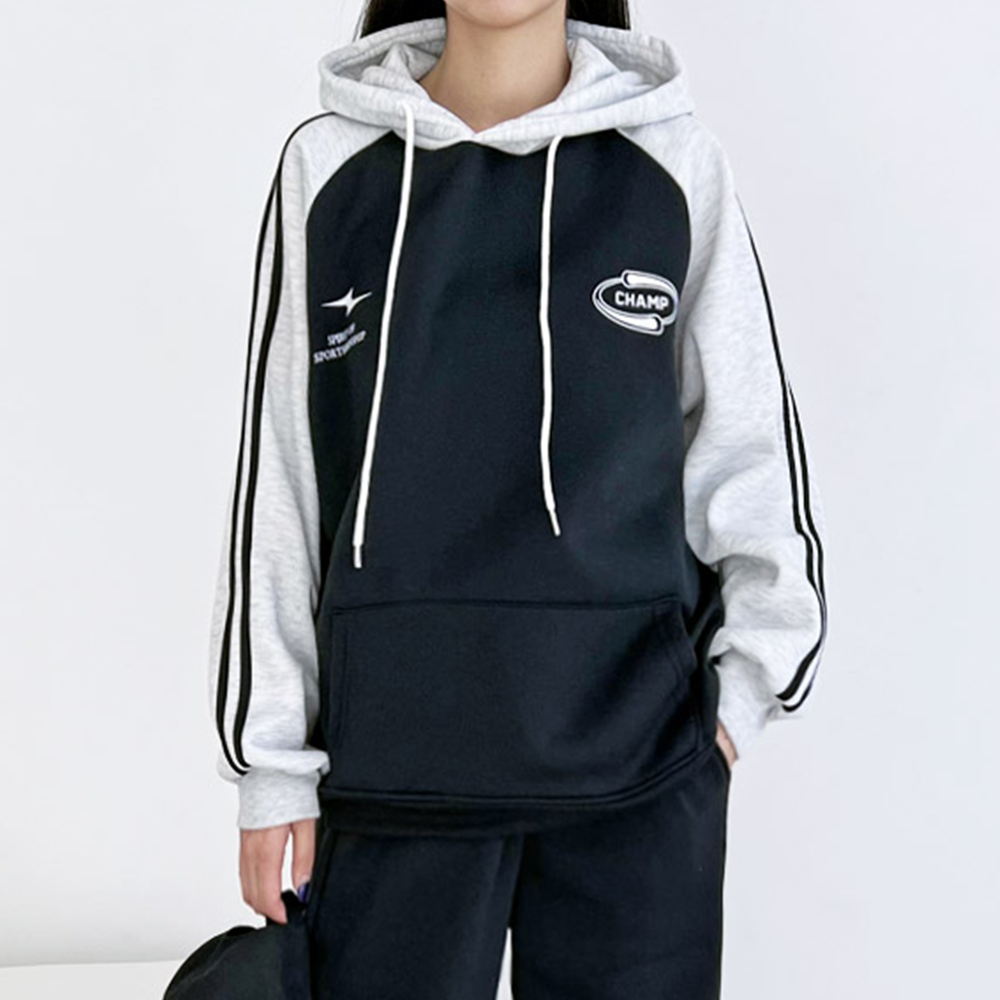 모자큰후드티 양기모 기모 두꺼운 오버핏 여성 겨울 후드 스웻셔츠 - 상품 이미지