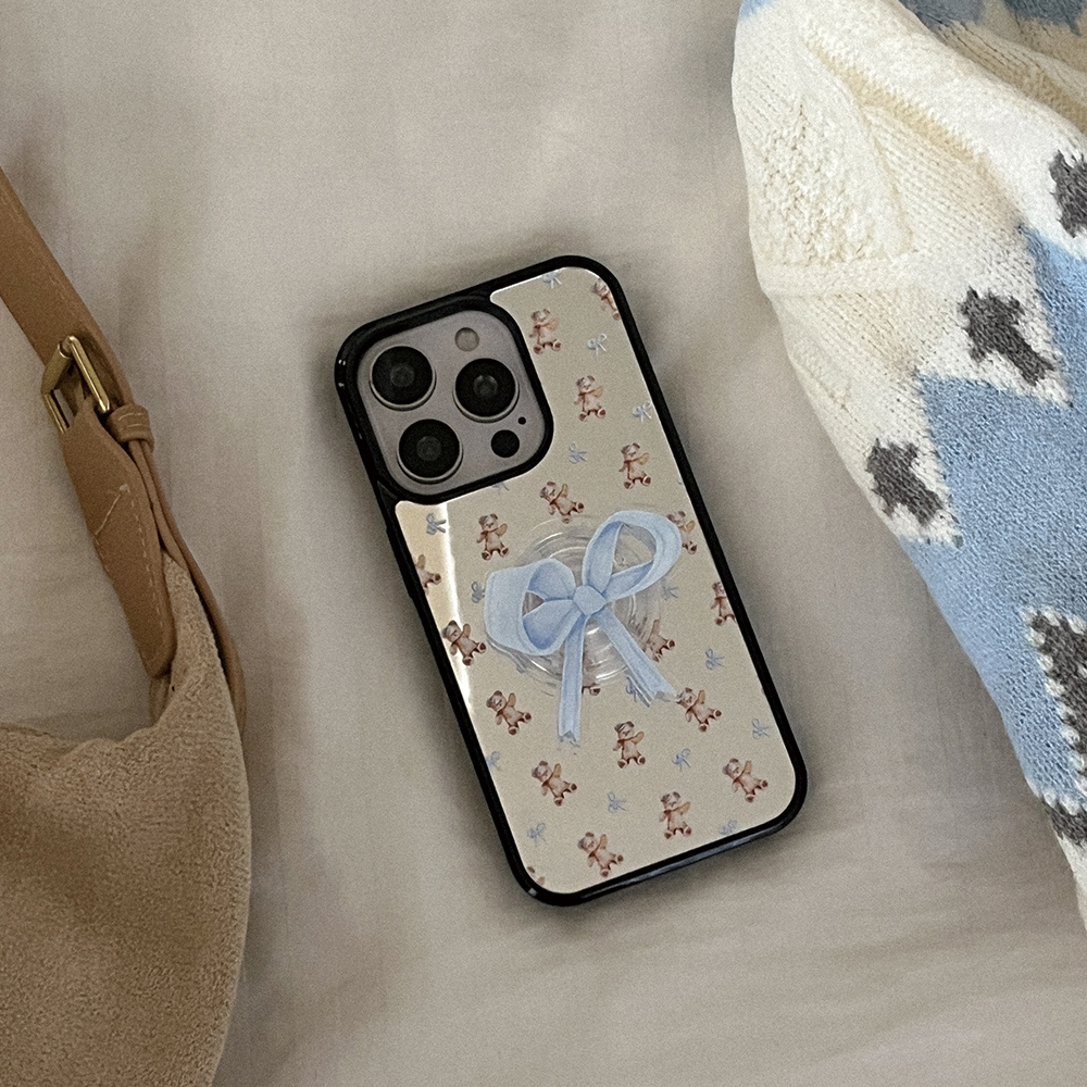 fluffy bear pattern 아이폰 16pro 미러 범퍼 케이스 - 상세 이미지 4