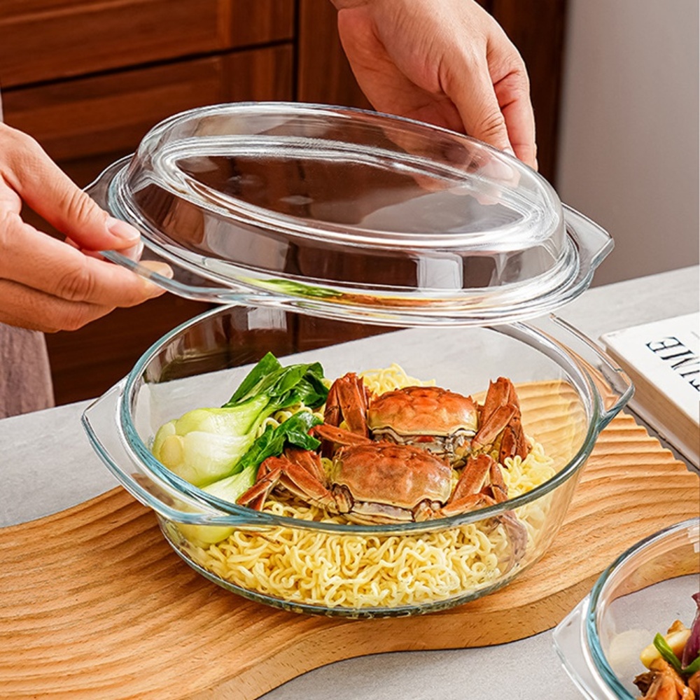 내열 유리 투명 전자레인지 용기 그릇 뚜껑 포함 계란 찜기 700ml - 상세 이미지 4