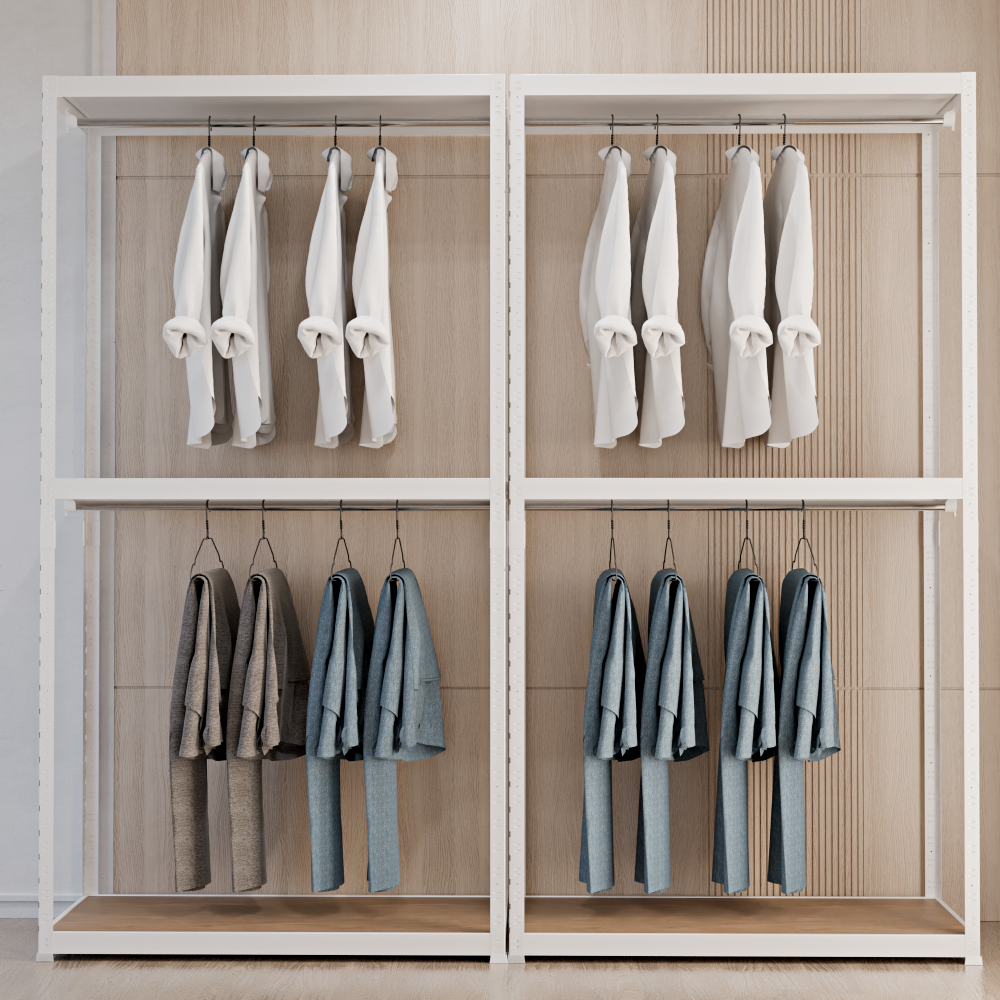 랙셈블 시스템행거 맞춤형 철제 조립식 드레스룸 옷걸이 옷장 오픈형 ㄷ자형 B타입 - 상세 이미지 3