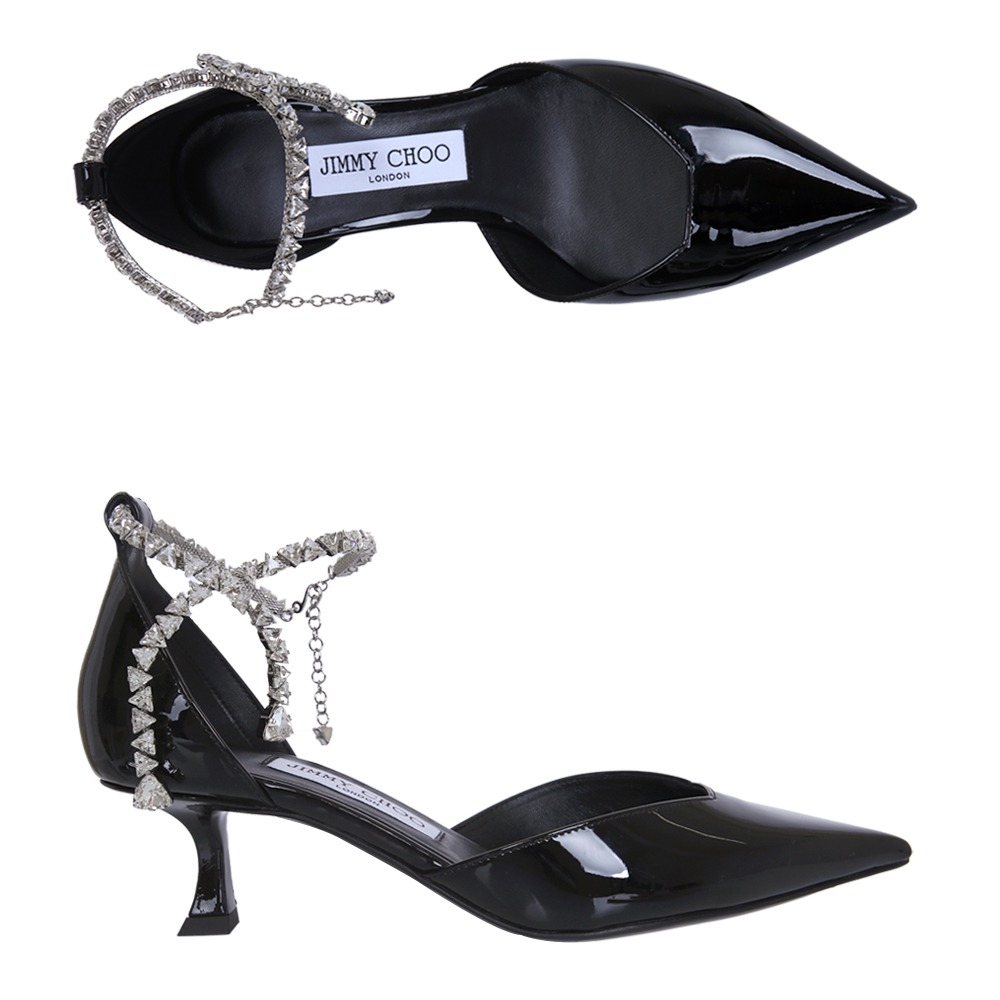 지미추 STEVIE 페이턴트 앵클릿 펌프스 STEVIE50PAT BLACK (2025 S/S) - 상품 이미지